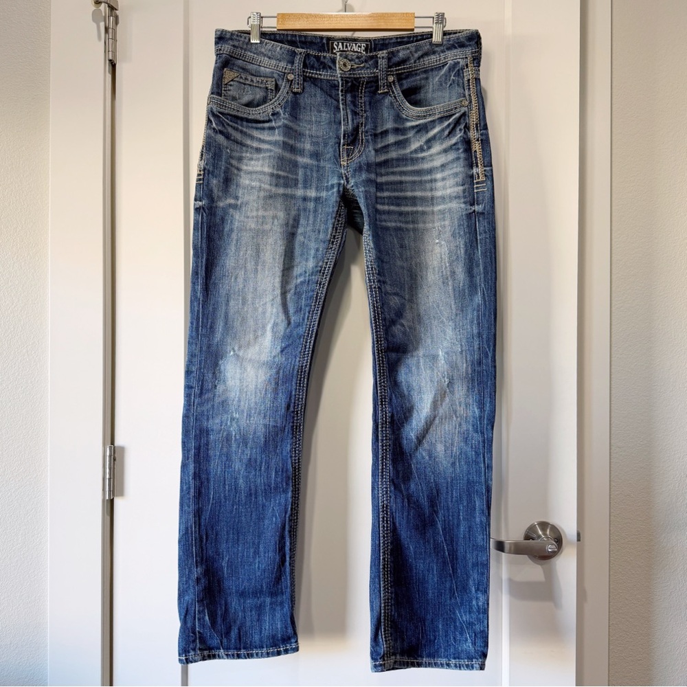 Salvage Havoc Slim Straight Jeans in medium wash size 32R